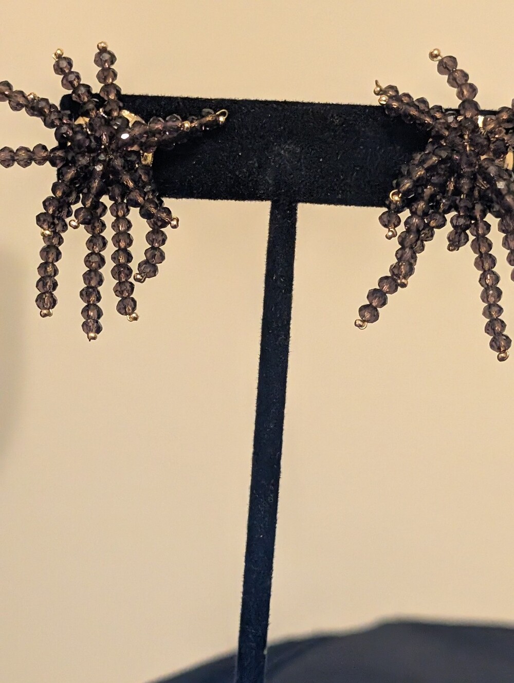 Beaded Starburst Earrings in Smoky Brown